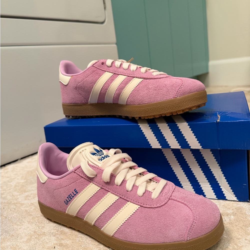 adidas Gazelle Pink and Cream Suede Athletic Shoes